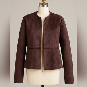 Banana Republic Made in Italy Suede Faux Fur Jacket XS Brown Bomber Coat Italy